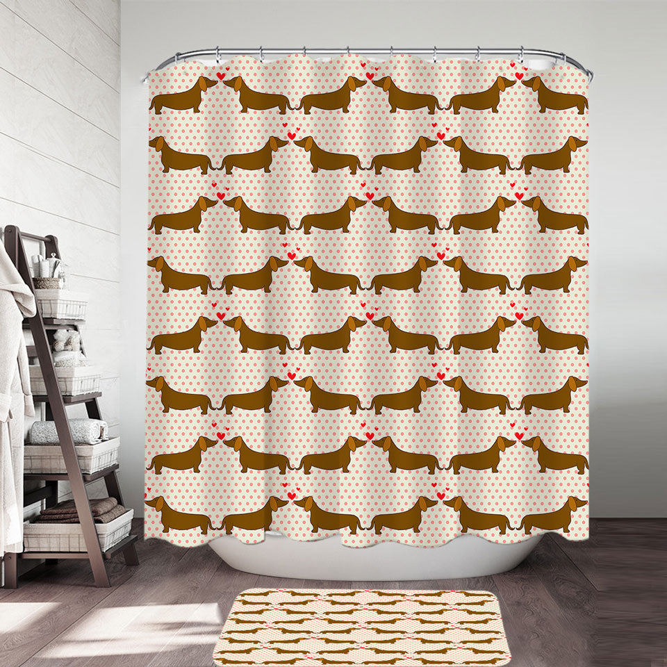 Cute Lovers Shower Curtains Dachshund Dogs