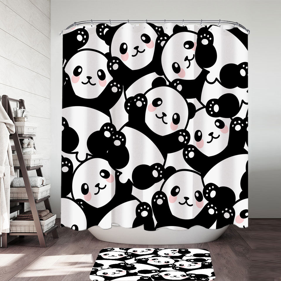Cute Pandas Shower Curtains for Kids