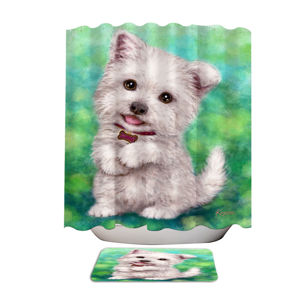 Cute Pet Drawing Westie Terrier Dog Puppy Shower Curtain