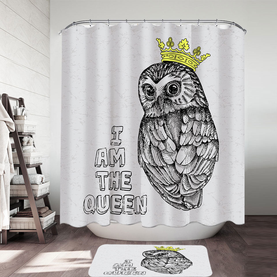 Cute Queen Owl Shower Curtains