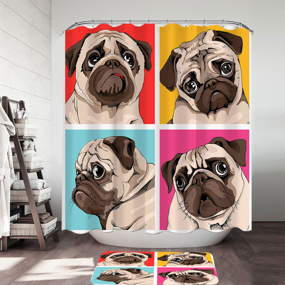 Cute Shower Curtains Adorable Pug