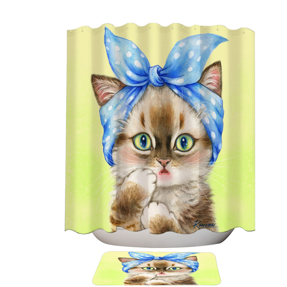 Cute Shower Curtains Cats Art Girly Hair Bandana Kerchief Kitten