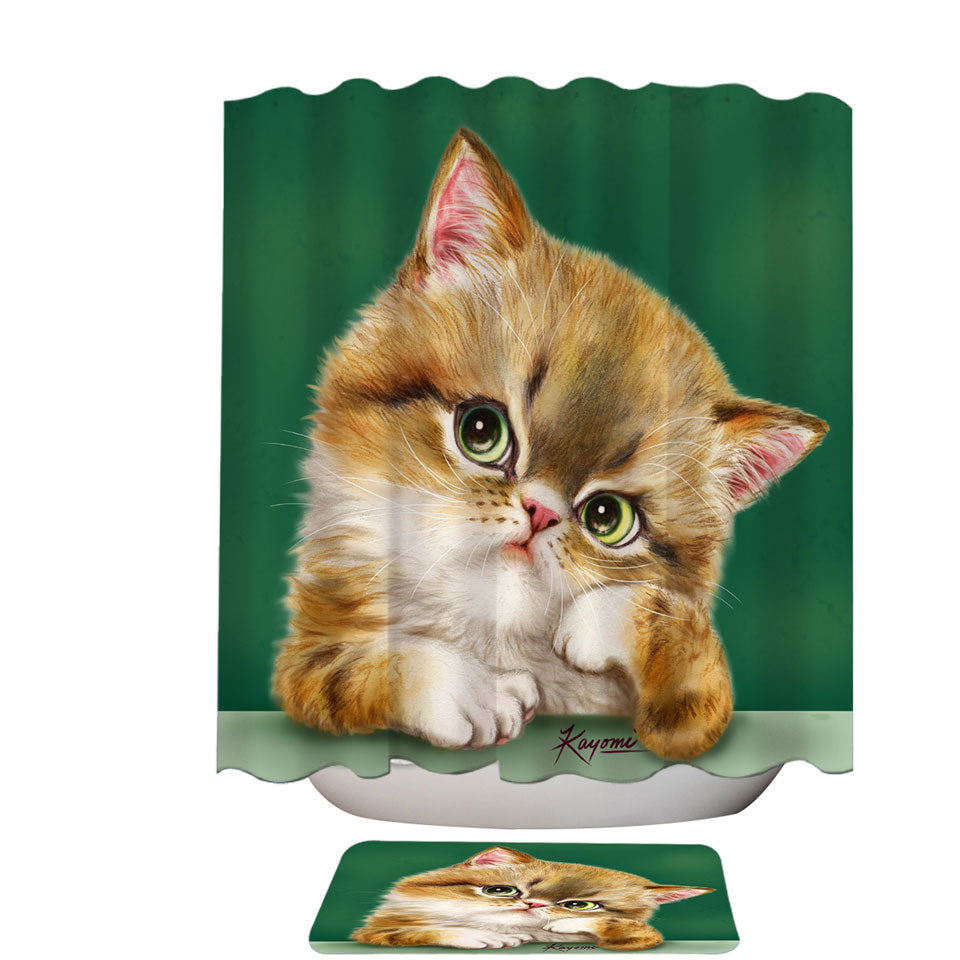 Cute Shower Curtains Cats Art the Thinker Kitten