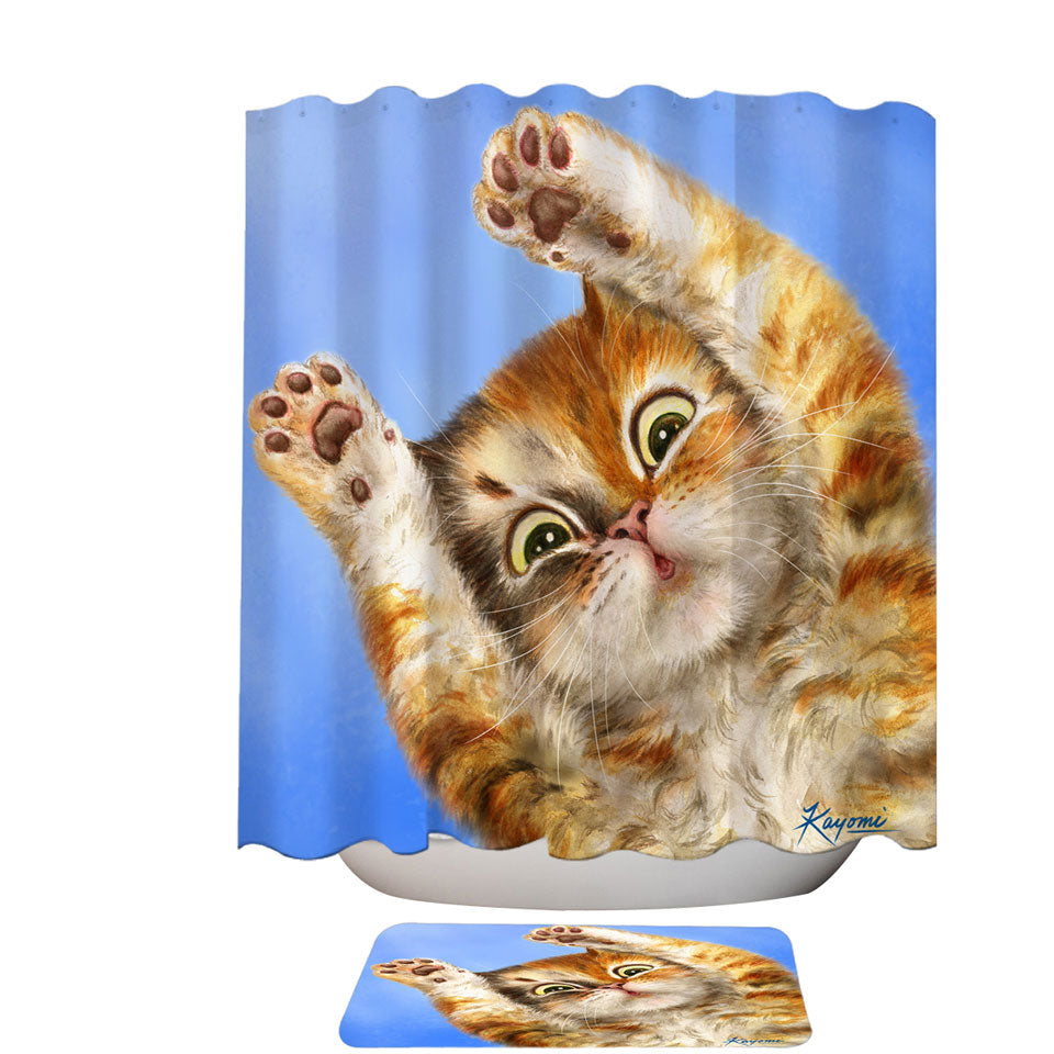 Cute Shower Curtains for Kids with Kittens Designs Paws Up Cat