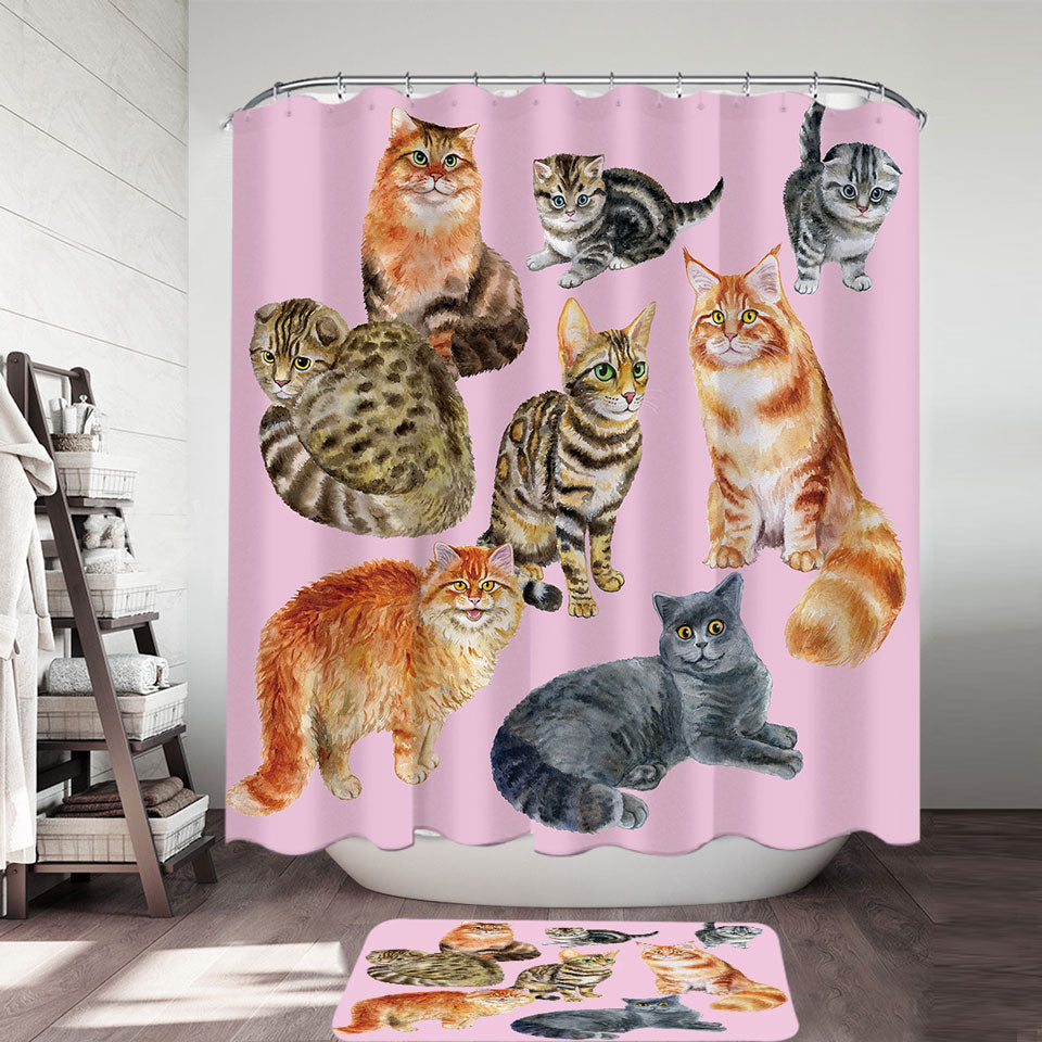 Cute Shower Curtains of Painted Cats