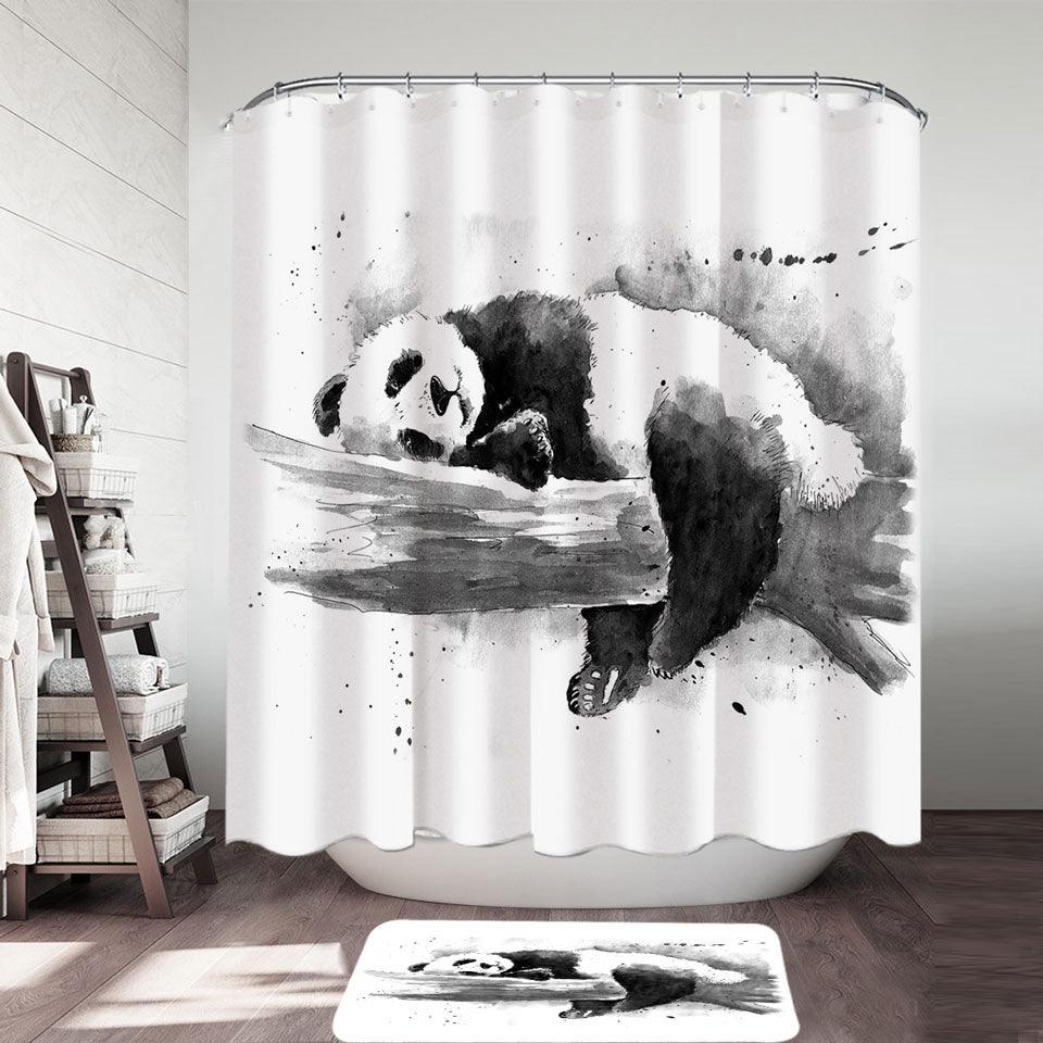 Cute Sleeping Panda Shower Curtains