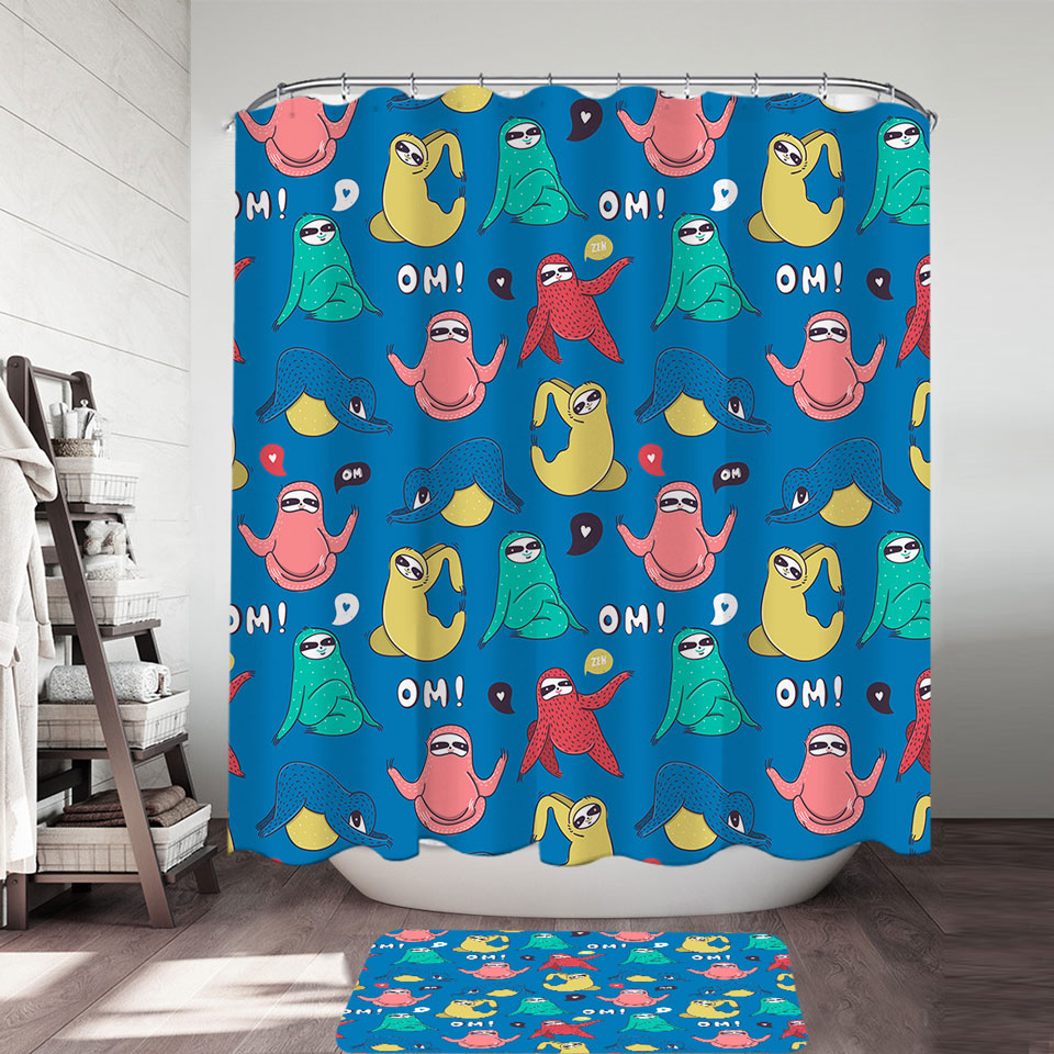 Cute Yoga Sloth Shower Curtain