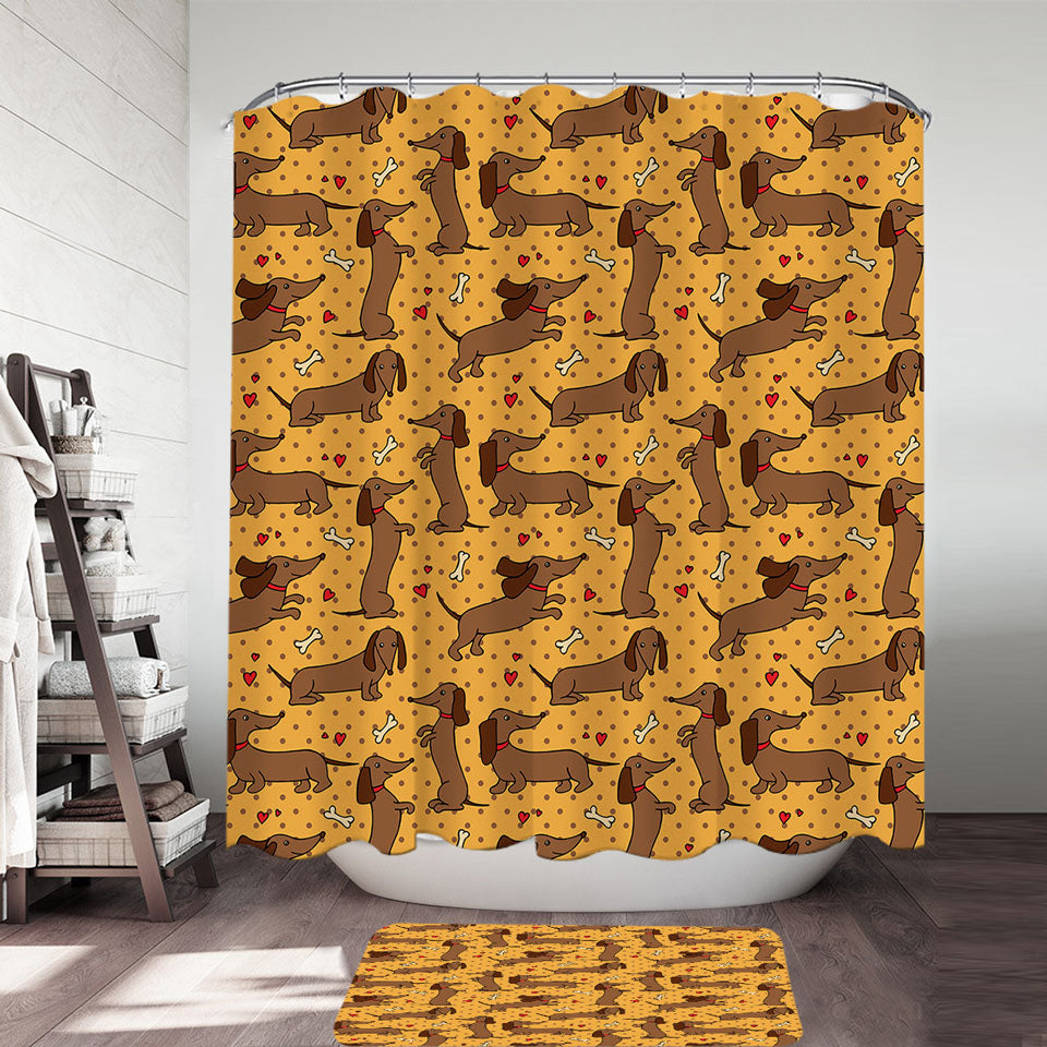 Cute and Playful Dachshund Kids Shower Curtains