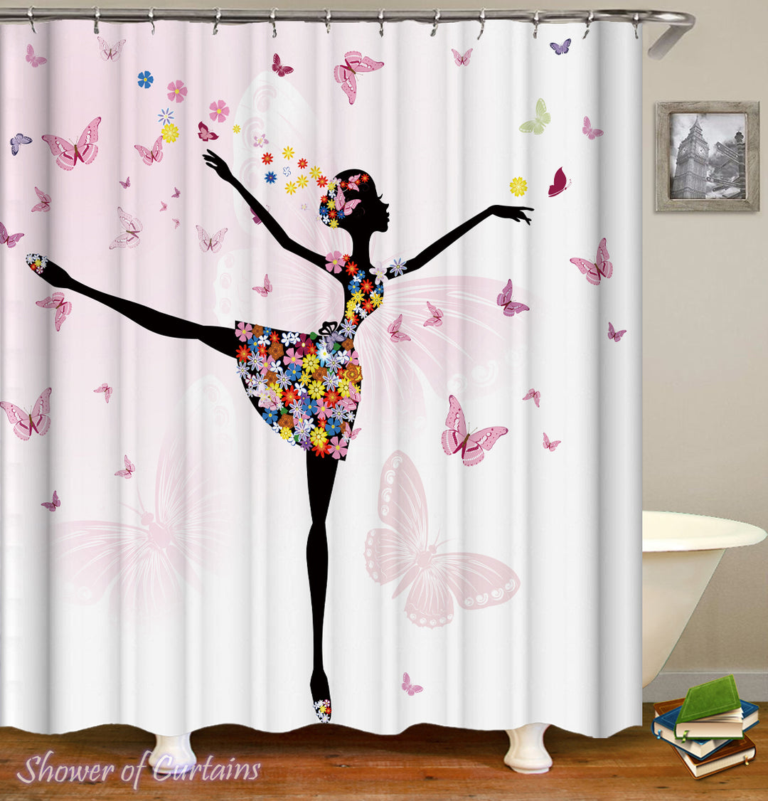 Dancing With The Butterflies Shower Curtains