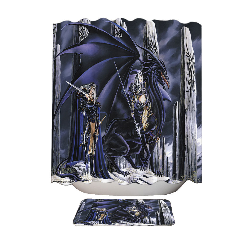 Dark Art Shower Curtains Dead of Winter Dragon and Warriors