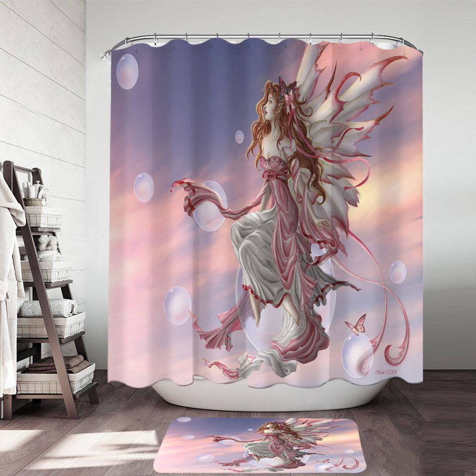 Day Break Fantasy Artwork Sunset Shower Curtain Sky Fairy
