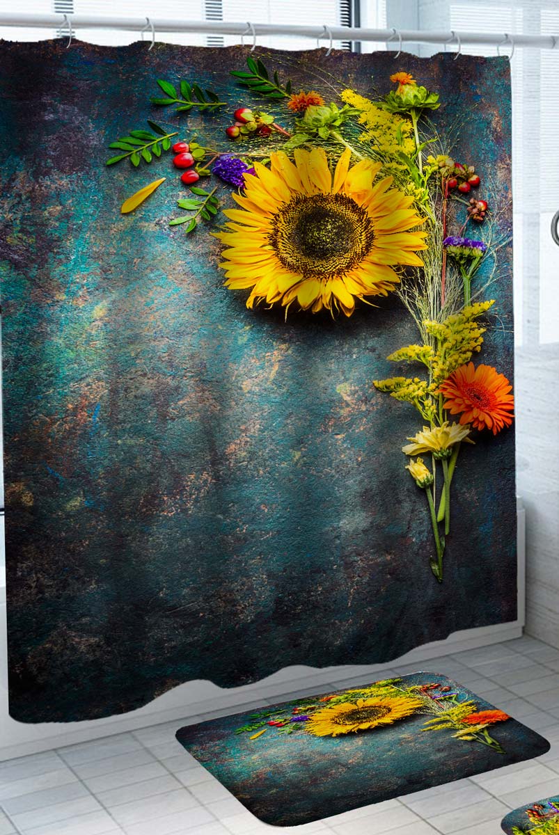 Decorative Shower Curtains with Flowers on Wall