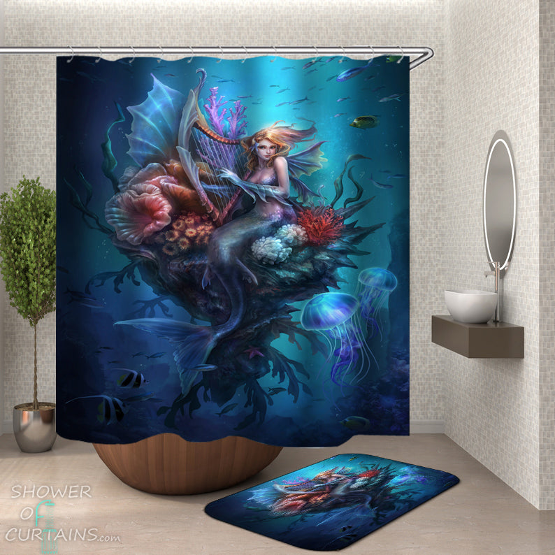 Deep Ocean Mermaid Shower Curtain