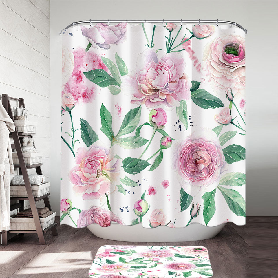 Delicate Pink Flowers Beautiful Shower Curtains