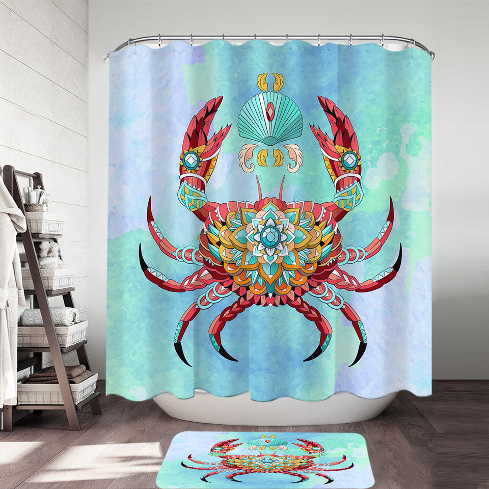 Diamond Crab Shower Curtain for Nautical Bathroom