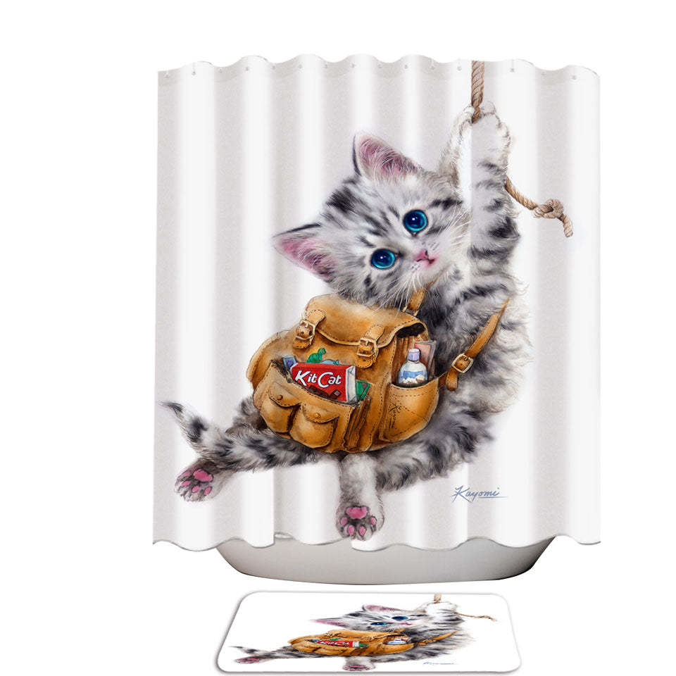 Discount Shower Curtains Funny Cute Cats Designs Hang in There Kitten