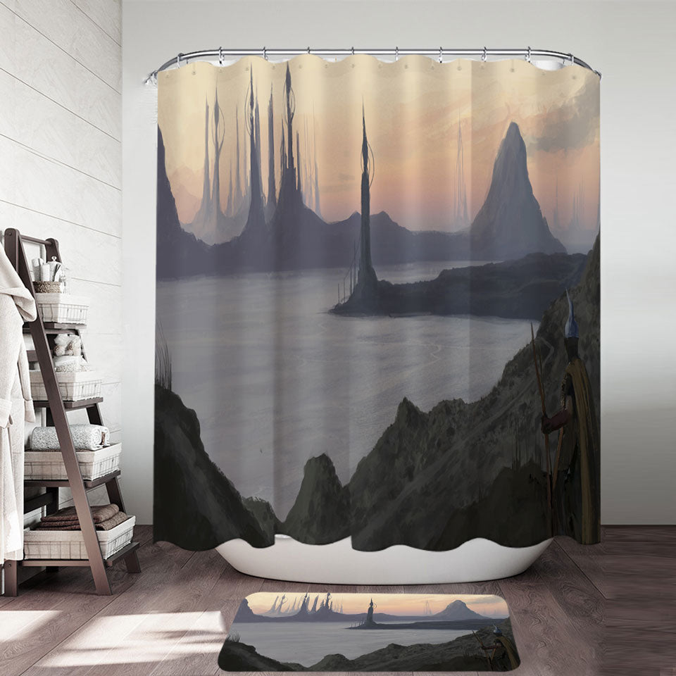 Distant Lands Fantasy Artwork Shower Curtain