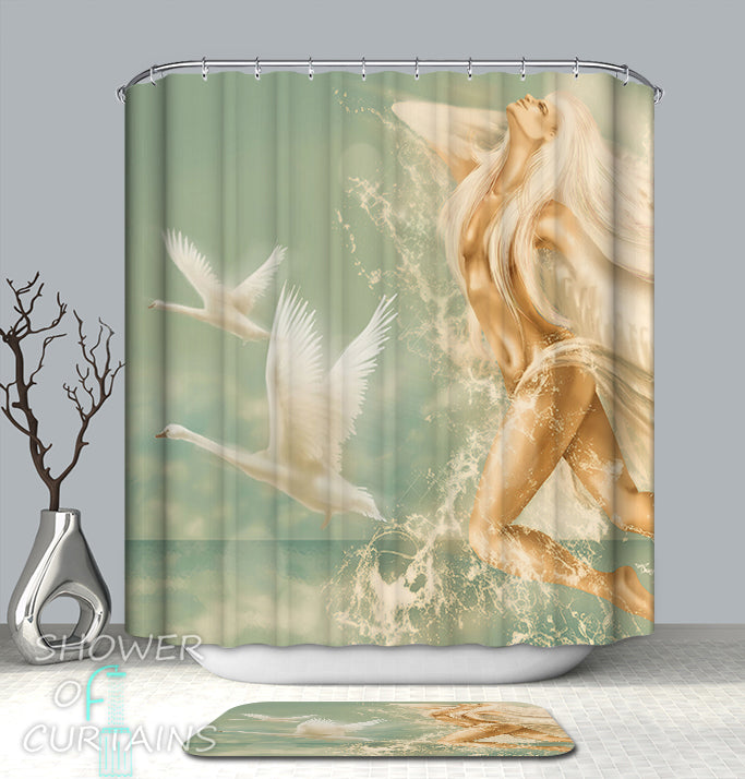 Divine Aqua Lady Shower Curtain