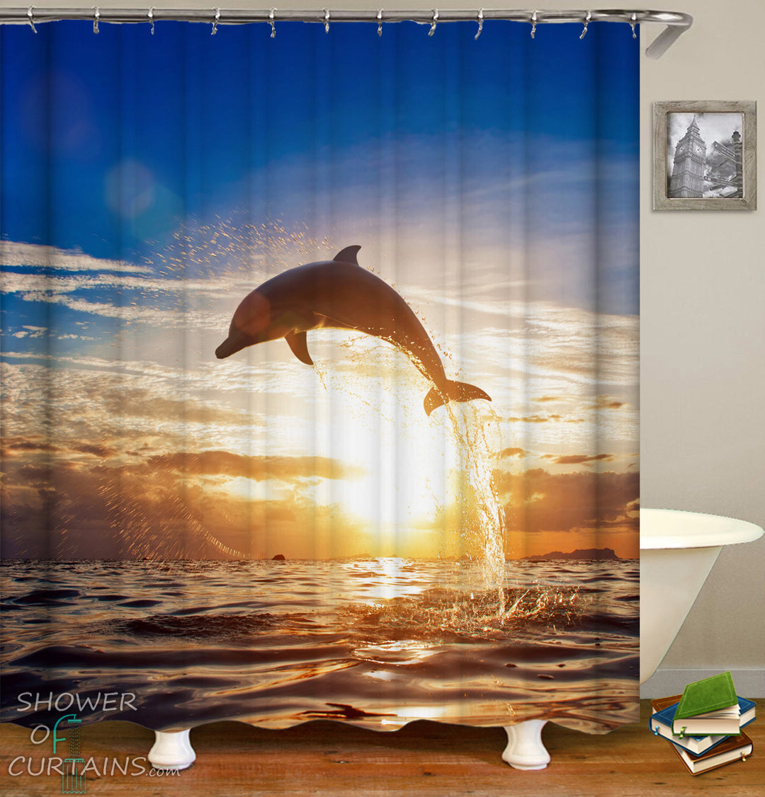 Dolphin Shower Curtain of A Dolphin Jump