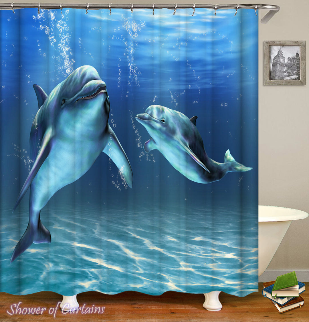 Dolphon Shower Curtain - Two Dolphins
