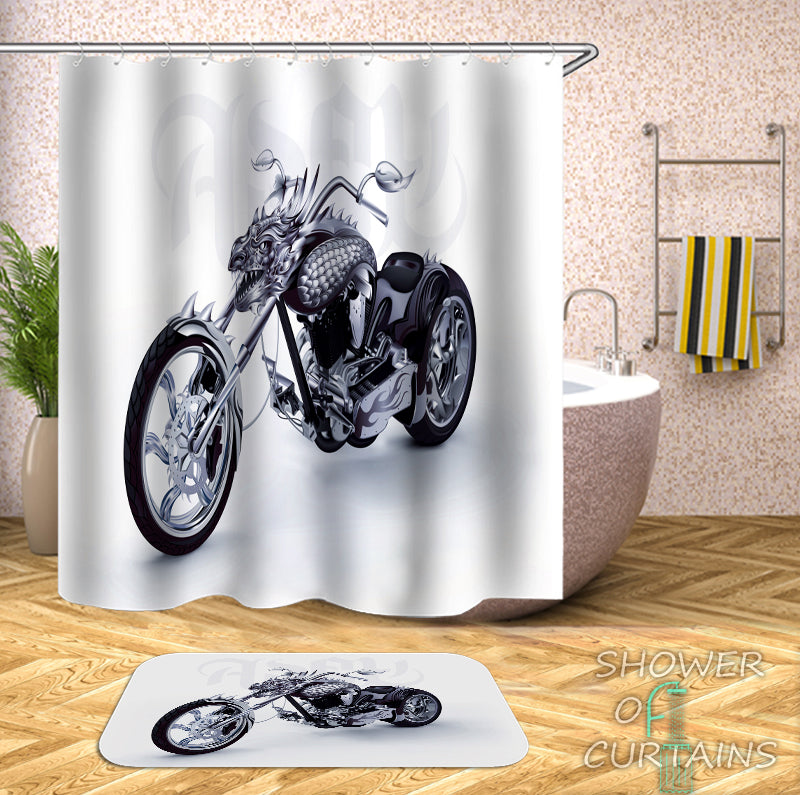 Dragon Motorcycle Shower Curtain