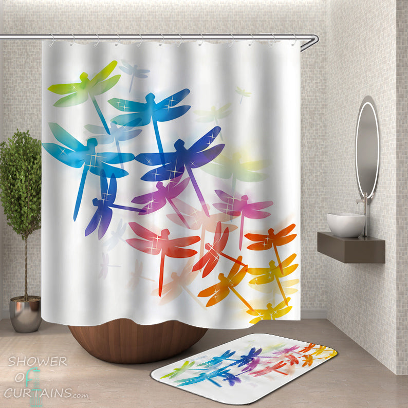 Dragonfly Shower Curtain - Colorful Dragonflies