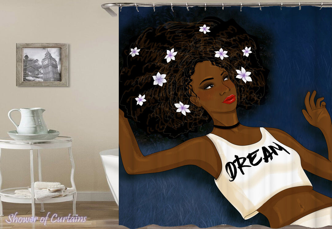 Dreamy Afro Girl Shower Curtain