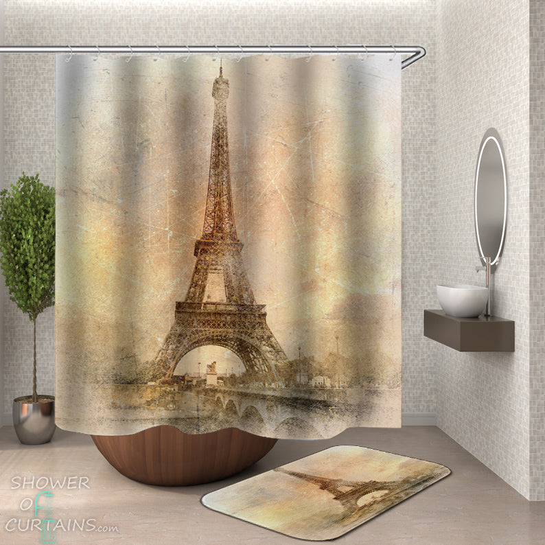 Eiffel Tower Shower Curtain - Vintage Eiffel Tower Photo