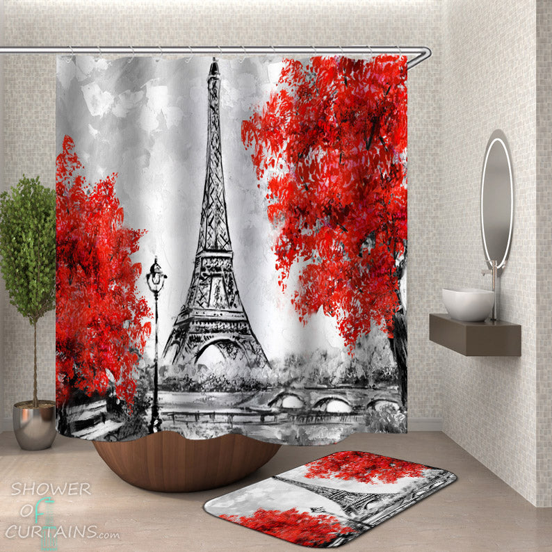 Eiffel Tower Shower Curtains - Art Fall Eiffel Tower