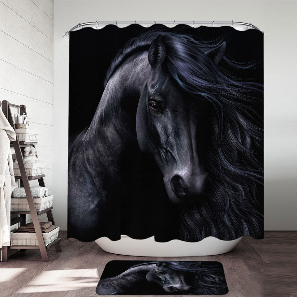 Elegant Horse Art the Black Shower Curtain