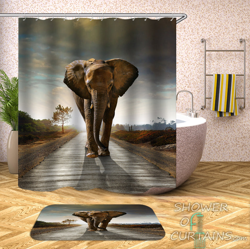 Elephant Bathroom Decor of Elephant King Of The Road shower curtains