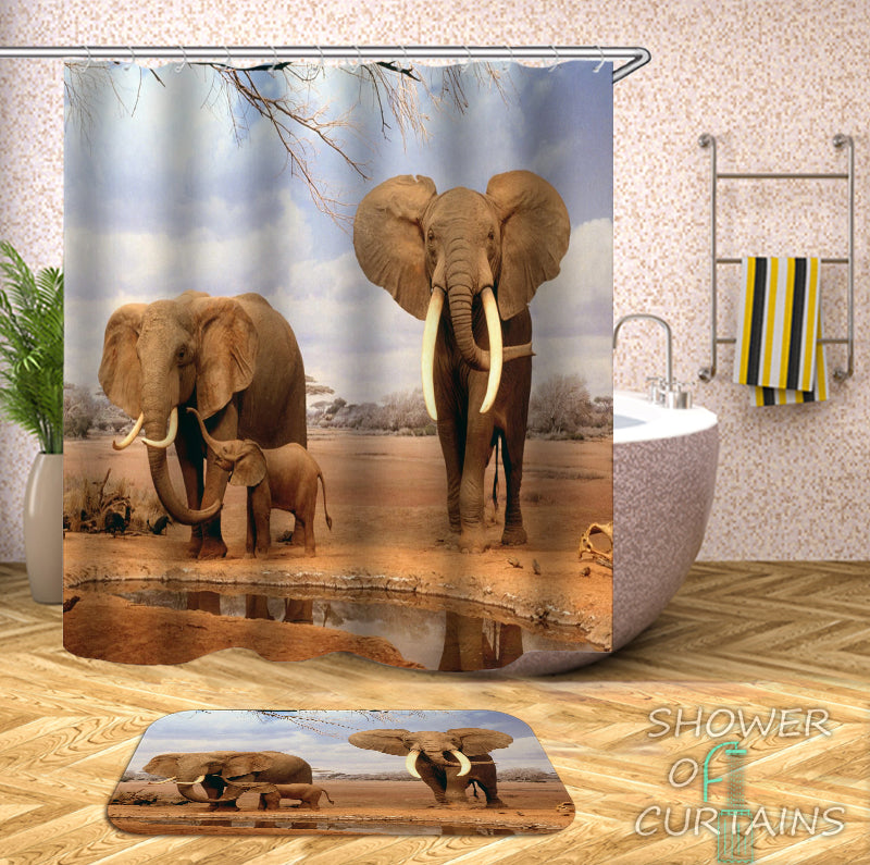 Elephant Shower Curtain Design of Elephants In The Wild