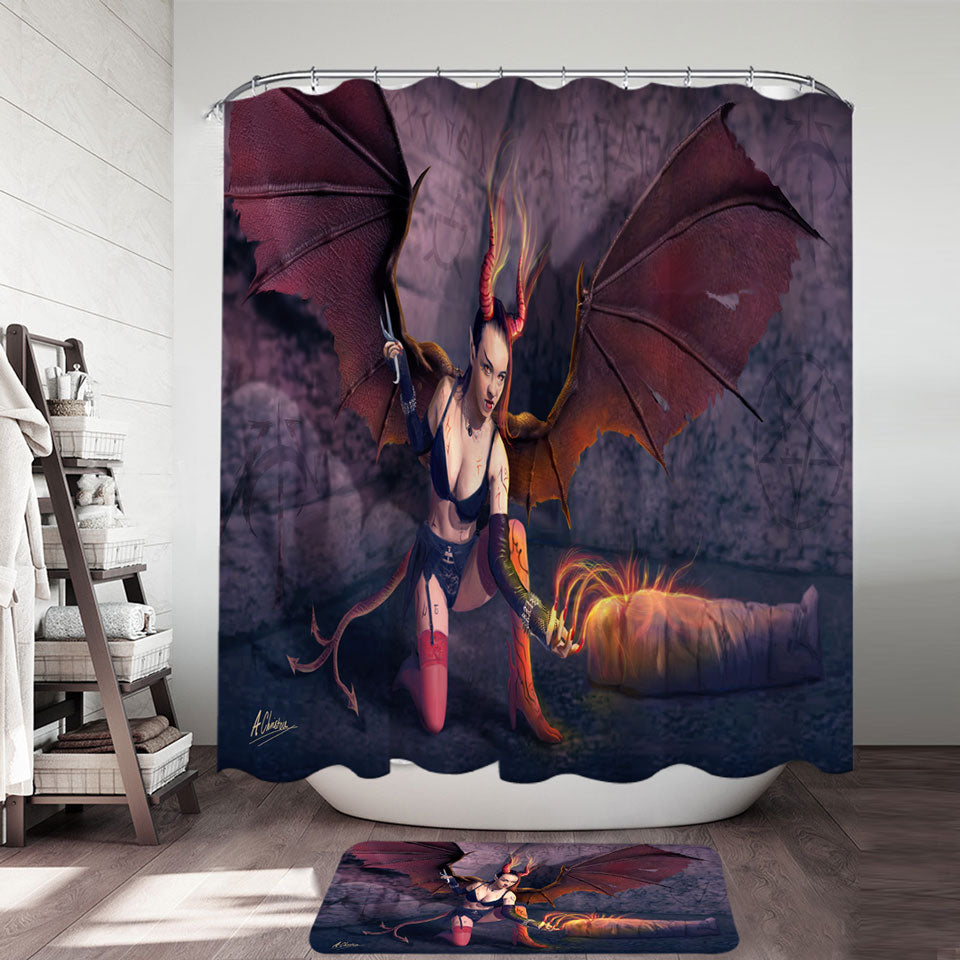 Empusa Sexy Dark Angel Shower Curtain