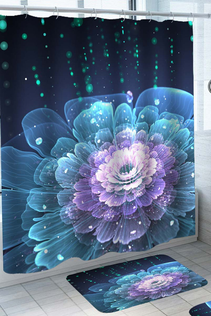 Fabric Shower Curtains Turquoise Purplish Sparkling Rose