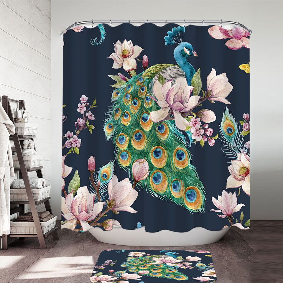 Fabric Shower Curtains with Peacock