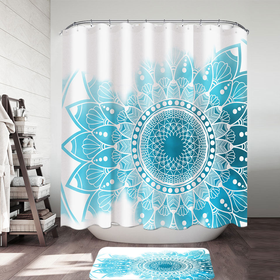 Fading Light Blue Mandala Shower Curtain
