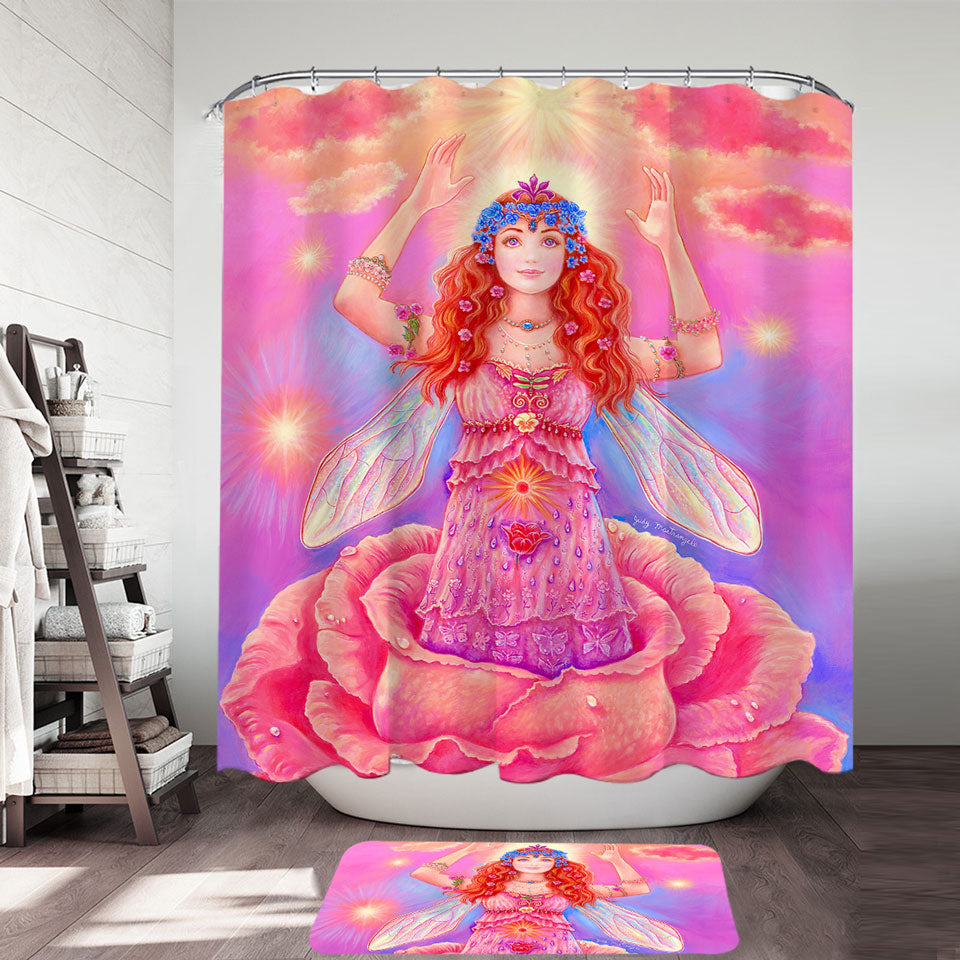 Fairy Tales Shower Curtains Art Rose Angel Flower Spirit