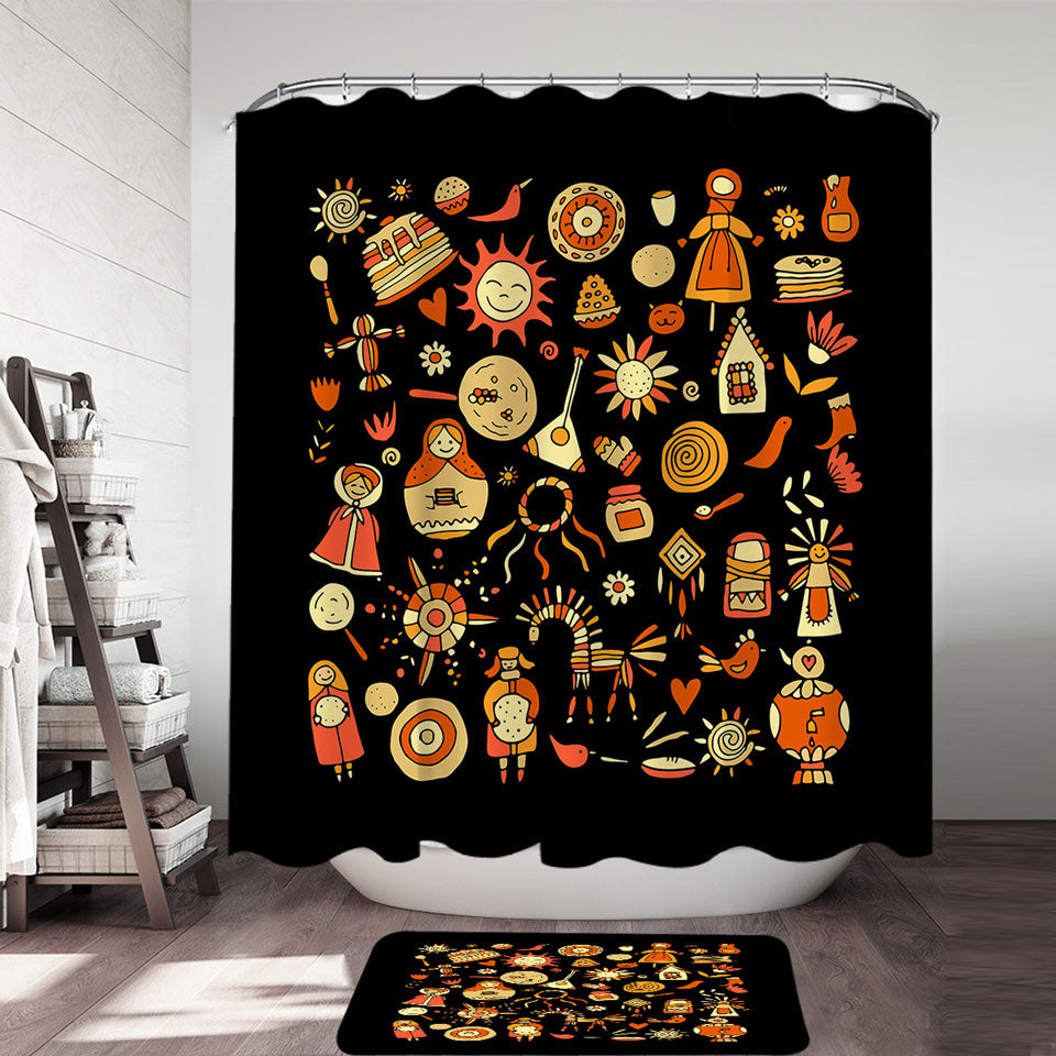 Fall Shower Curtains with Autumn Colored Cute Warmth Home Features