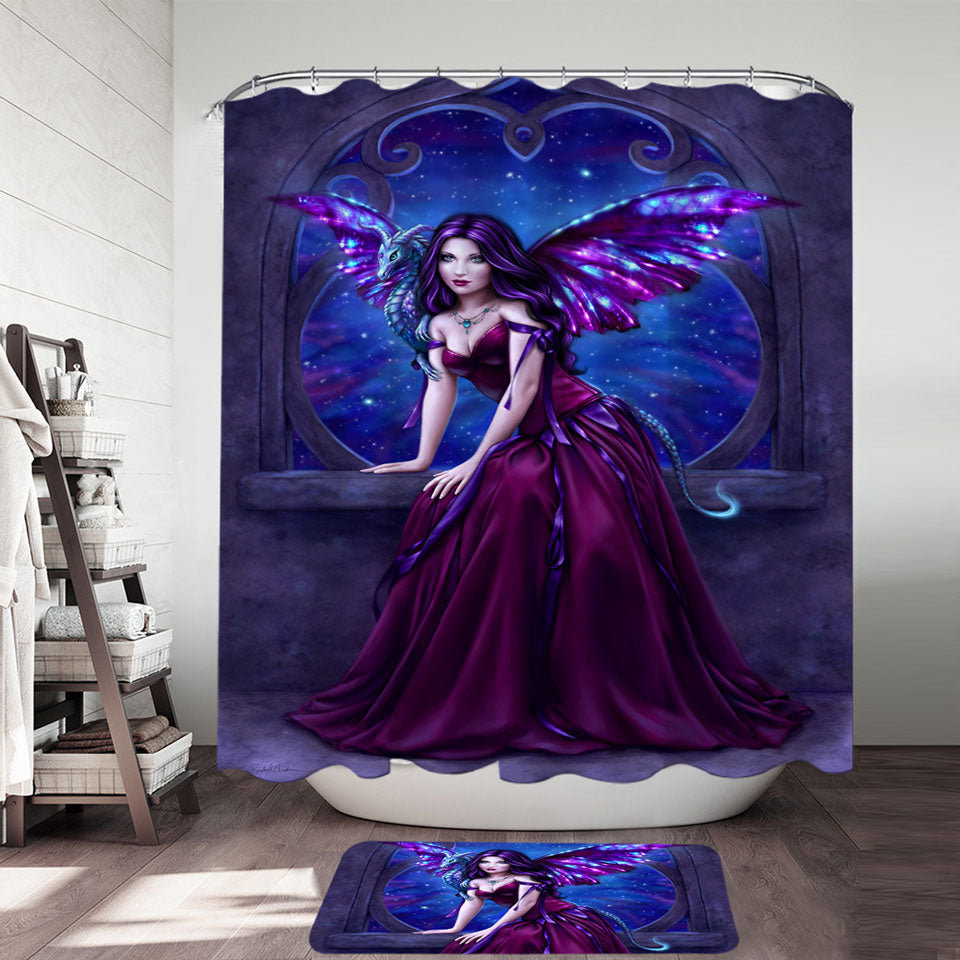 Fantasy Art Andromeda the Purple Dragon Fairy Shower Curtain