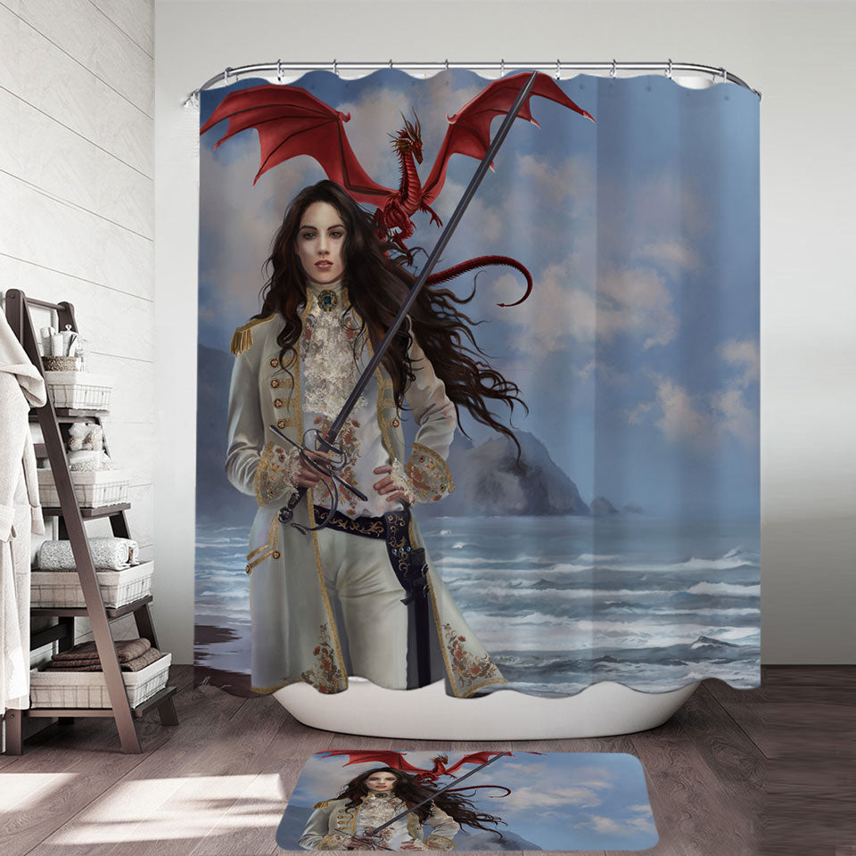 Fantasy Art Beautiful Pirate Girl Shower Curtain