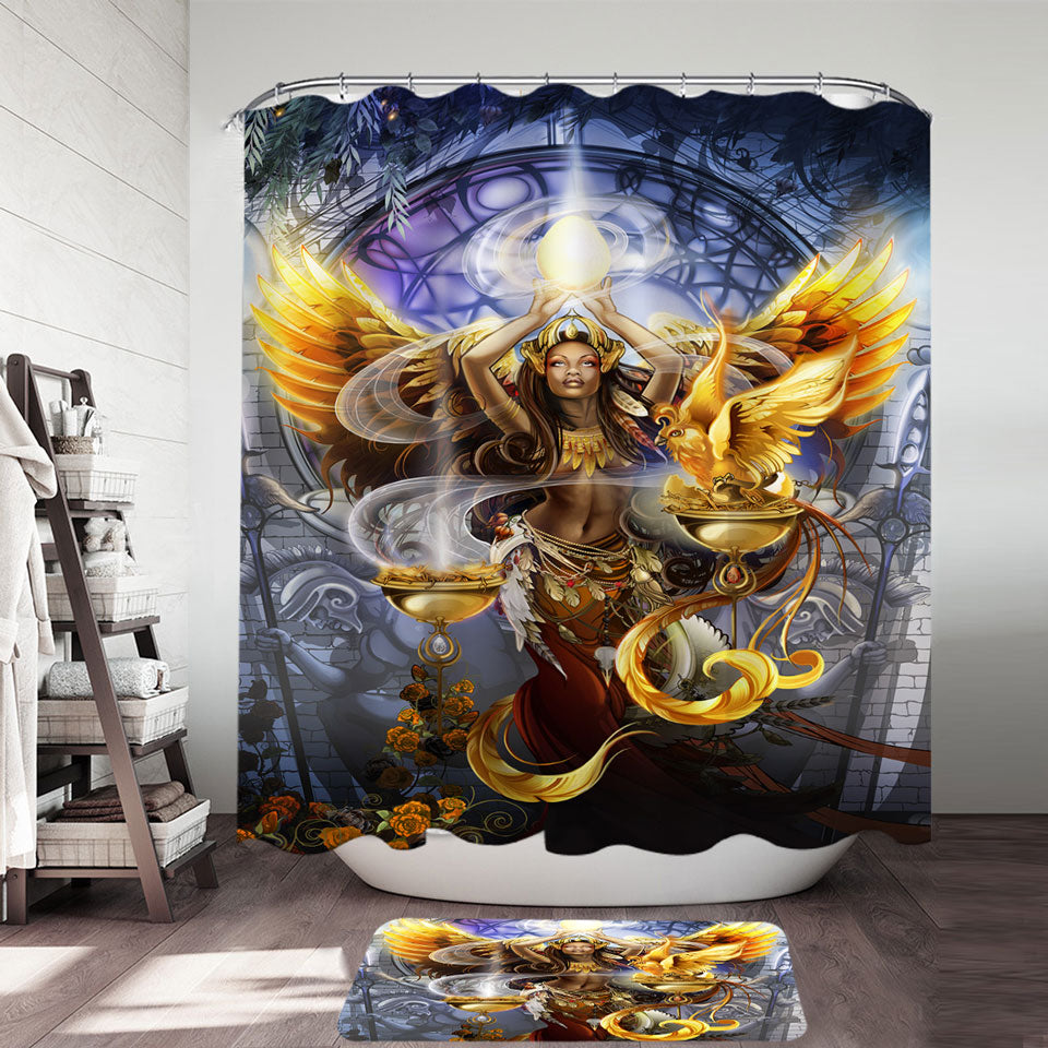 Fantasy Art Beautiful Woman Angel Shower Curtain