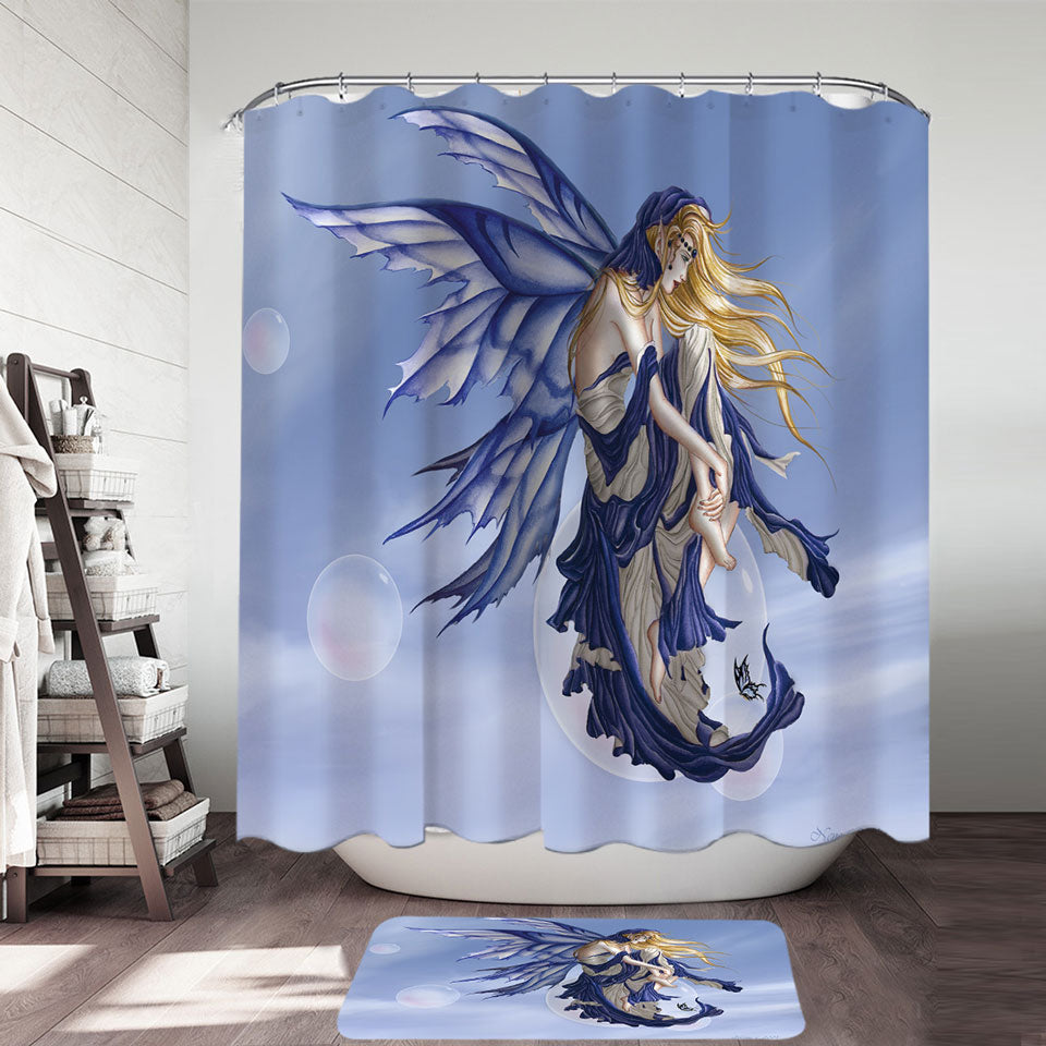 Fantasy Art Blue Dream Fairy Shower Curtain
