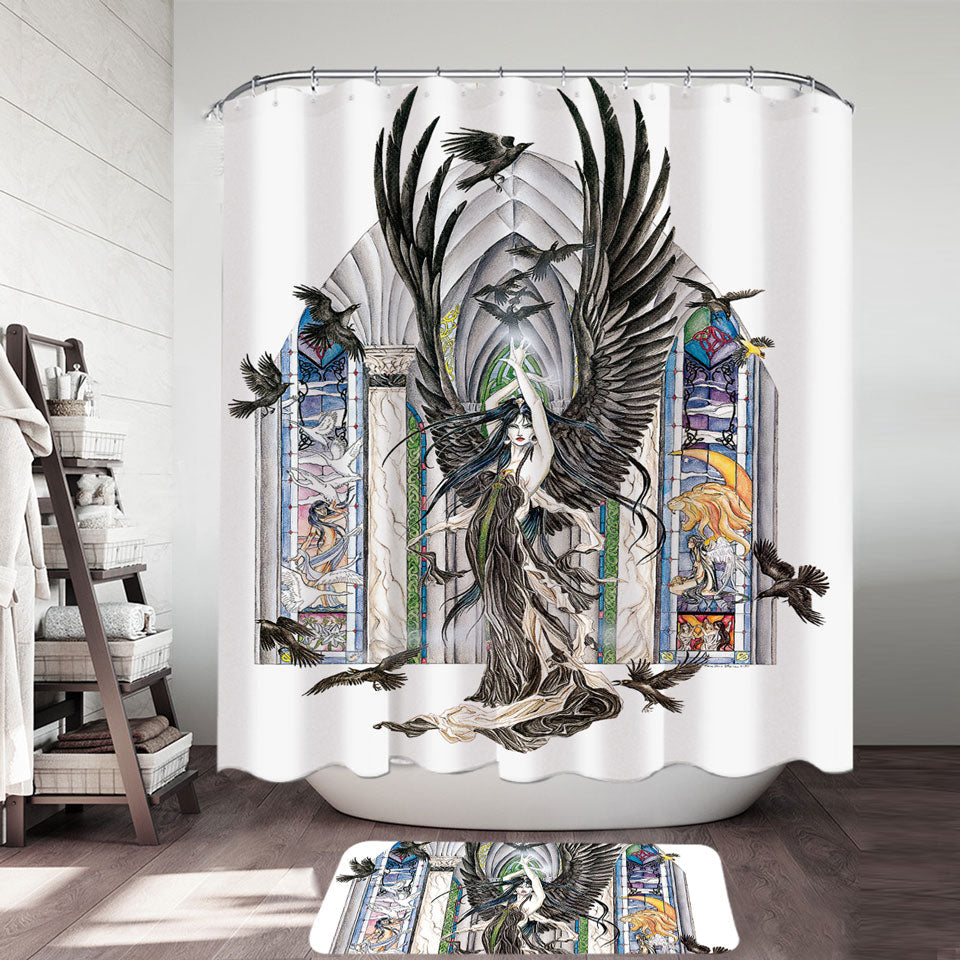 Fantasy Art Fairy of Ravens Shower Curtain