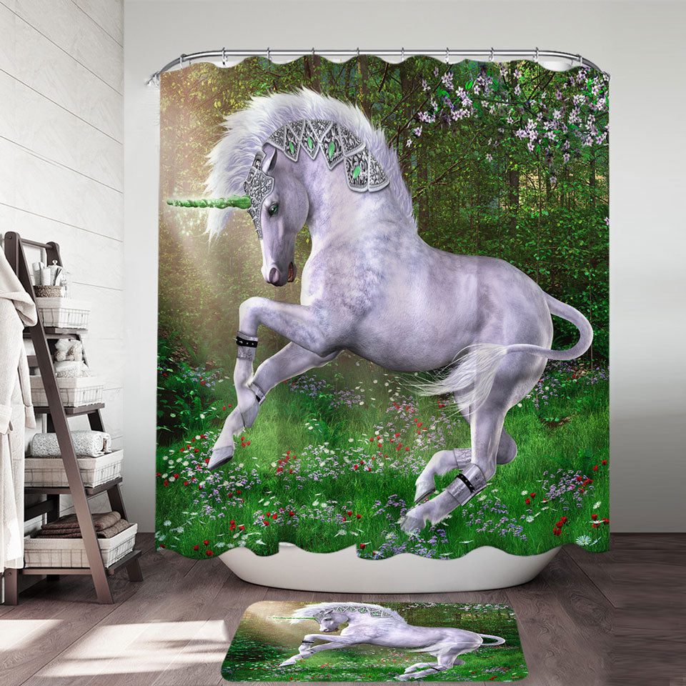 Fantasy Art Jade the Unicorn Shower Curtain for Girls