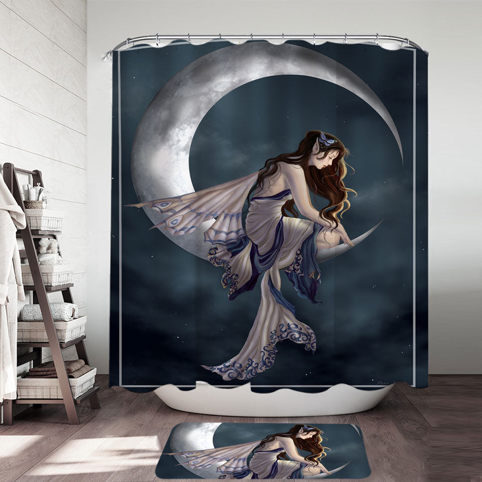 Fantasy Art the Lovely Moon Fairy Shower Curtain