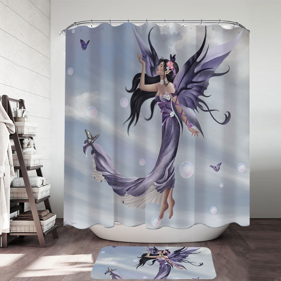Fantasy Art the Purple Dream Catcher Fairy Shower Curtain