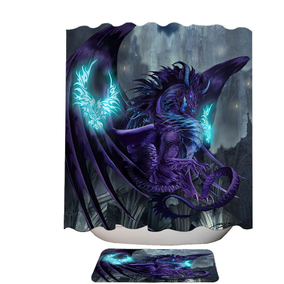 Fantasy Design Shower Curtains Talisman Purple Dragon