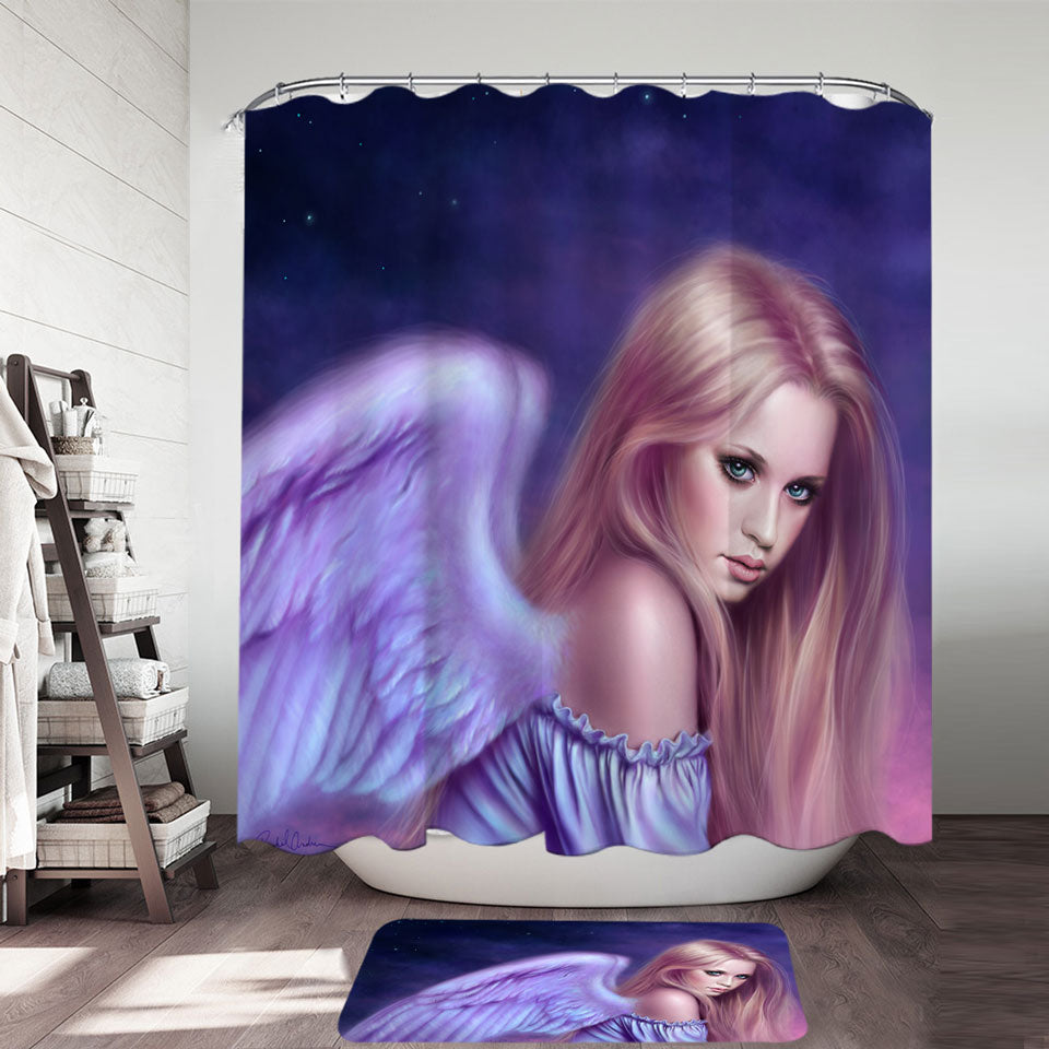 Fantasy Drawing Seraphina the Beautiful Angel Shower Curtain