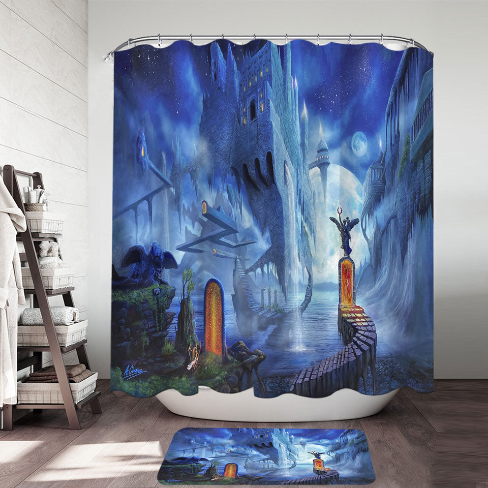 Fantasy Shower Curtains Dreamscape Nerostrios City