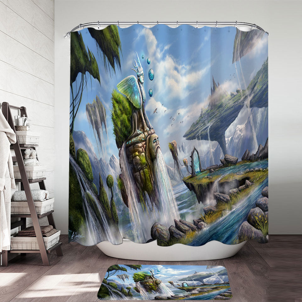 Fiction Decorative Shower Curtains Dreamscape Beautiful Natural View